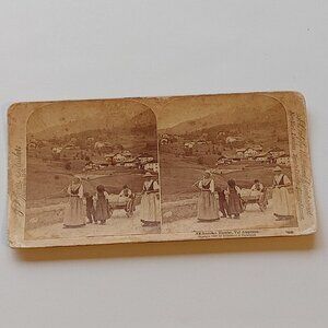 ANTIQUE Stereograph Card An Austrian Hamlet, Val Ampesso by Underwood & Underwoo